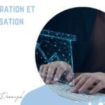 Illustration d’une IA connectée à un CRM pour gérer les données clients.