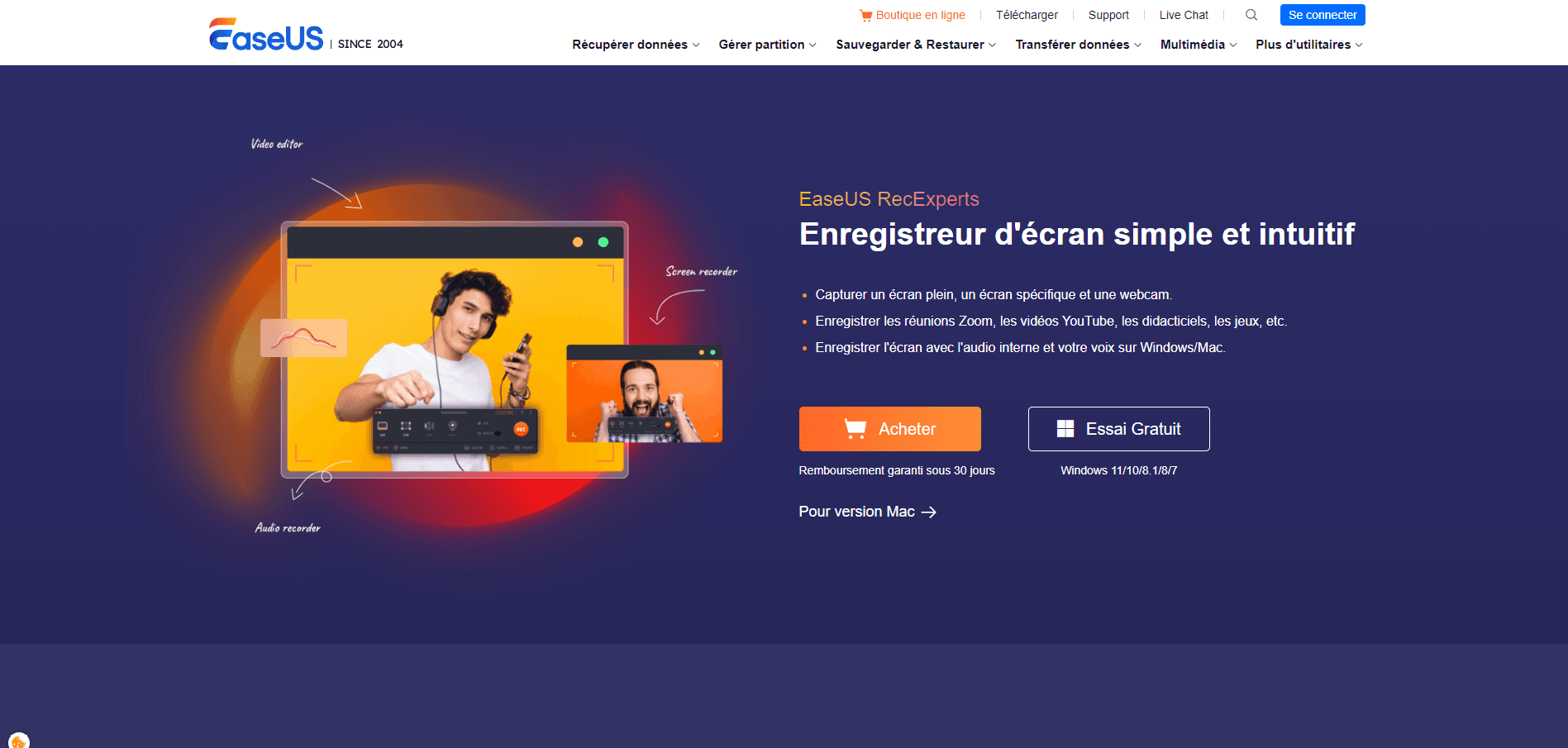 Capture d'écran de l'application EaseUS RecExperts