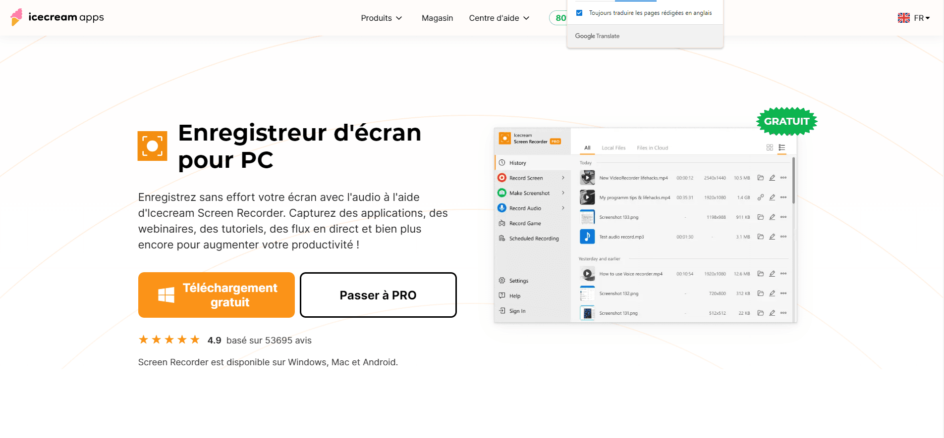 Capture d’écran Icecream Screen Recorder