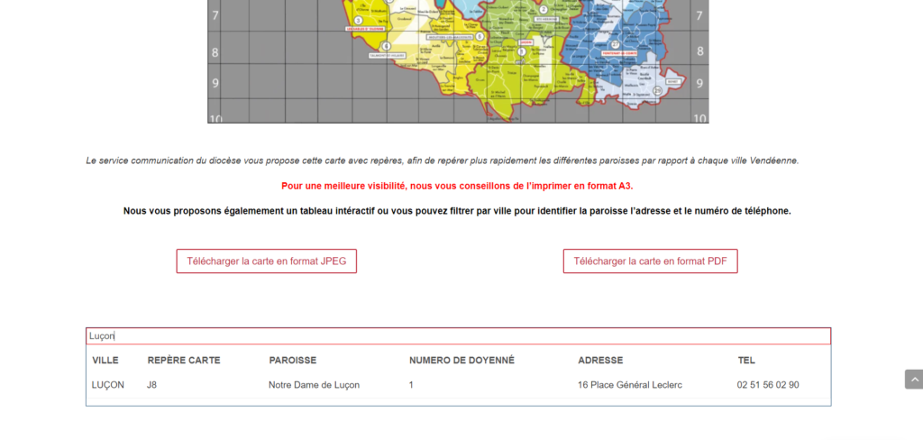 rechercher par son nom de ville sa paroisse et son doyenné en Vendée 