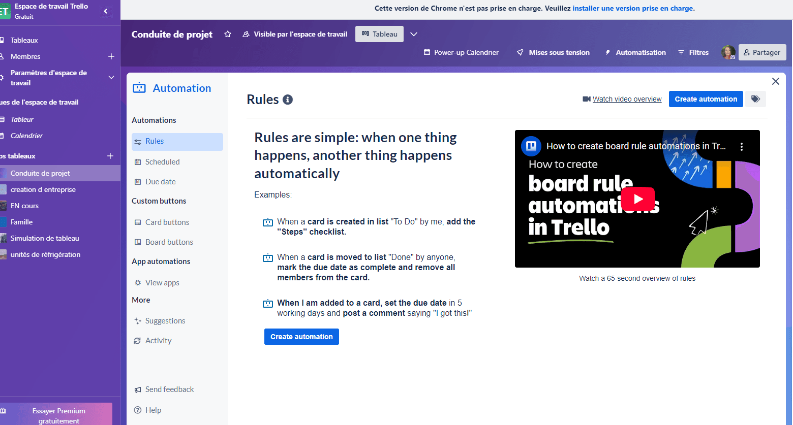 automatisation dans trello